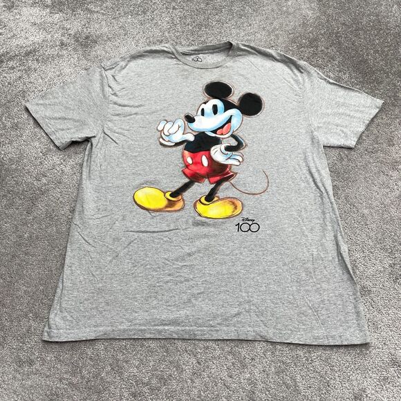 Disney Mickey Mouse Graphic T-Shirt Mens XL Gray Crew Neck Short Sleeve Tee Top - Picture 1 of 11